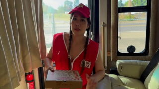 OMG!!! Hot Asian Pizza Delivery Girl Fucked Hard