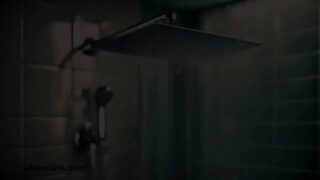 Shy teen brunette took a bath